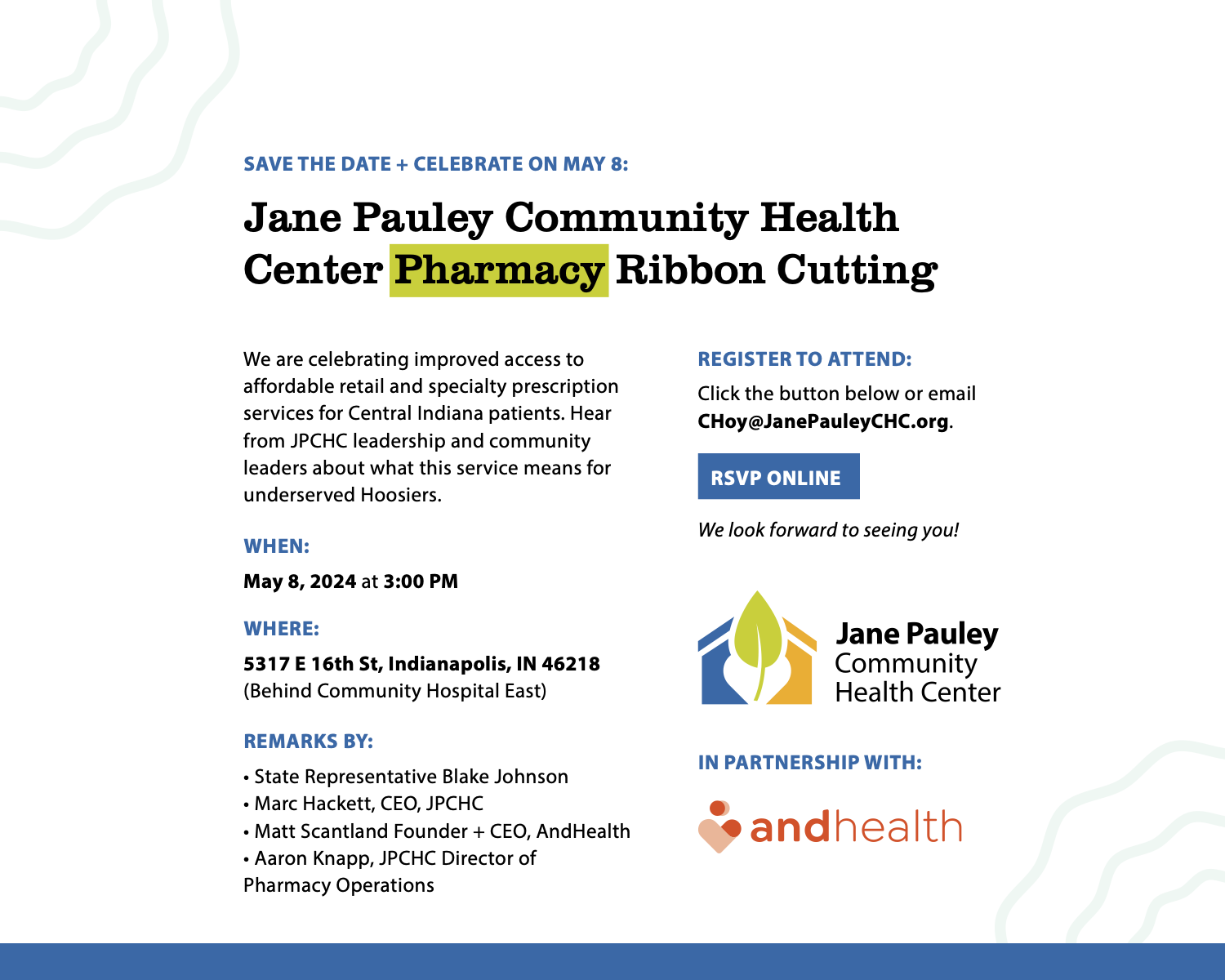 Jane Pauley CHC Save The Date Ribbon Cutting