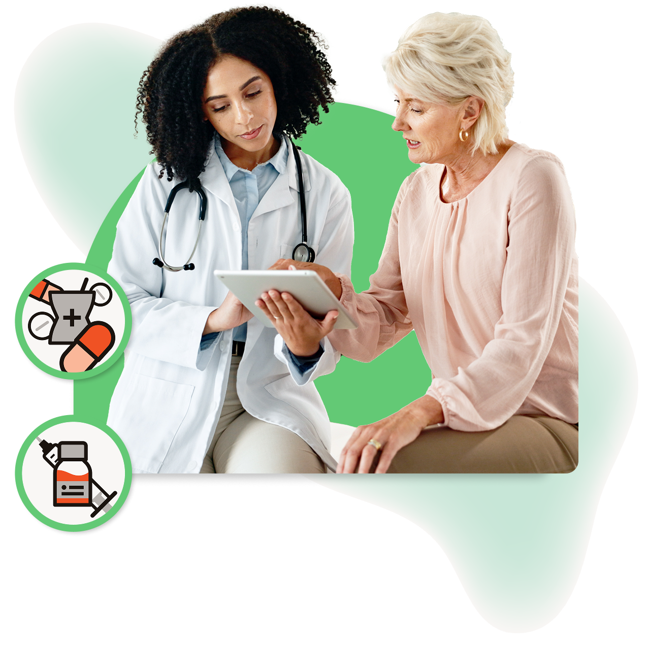 Specialty pharmacy services from AndHealth, including in-person locations and access to a specialty pharmacist for questions about medication side effects, insurance coverage, injection training, and other support